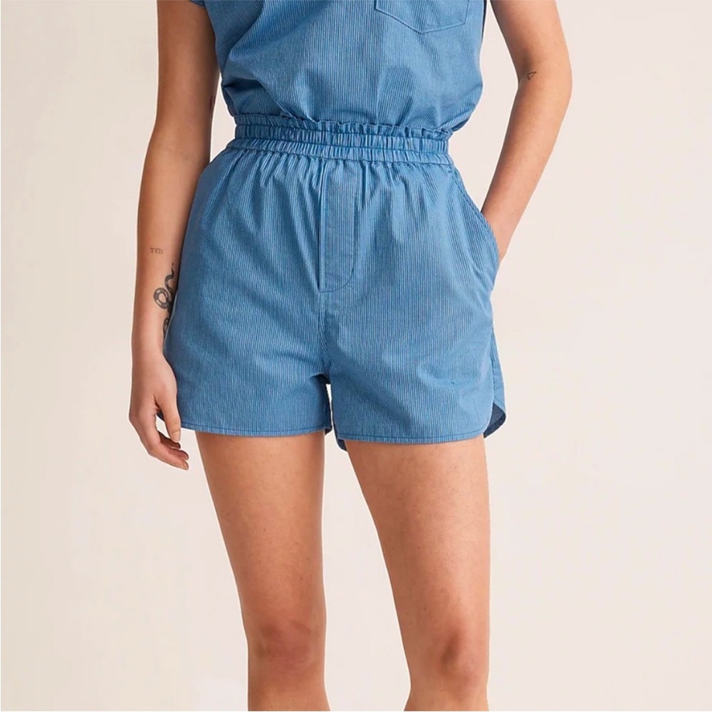 Madewell Textural‎ Blue Pinstripe Pull On Shorts